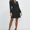 Deals 🌟 Karen Millen Tuxedo Wrap Mini 👗 Dress 🥰 -Occasionwear Popular Store akk99711 black xl