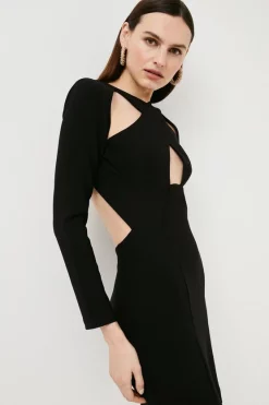 Flash Sale ✔️ Karen Millen Figure Form Stretch Woven Cut Out Mini - black ✨ -Occasionwear Popular Store bkk00022 black xl 1