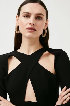 Flash Sale ✔️ Karen Millen Figure Form Stretch Woven Cut Out Mini - black ✨ -Occasionwear Popular Store bkk00022 black xl 2