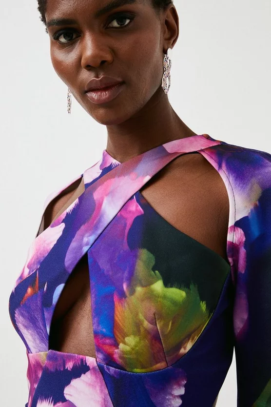 Buy 🌟 Karen Millen Floral Figure Form Stretch Woven Cut Out Mini 😀 4 Buy 🌟 Karen Millen Floral Figure Form Stretch Woven Cut Out Mini 😀 - Image 2