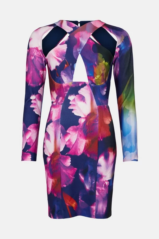 Buy 🌟 Karen Millen Floral Figure Form Stretch Woven Cut Out Mini 😀 6 Buy 🌟 Karen Millen Floral Figure Form Stretch Woven Cut Out Mini 😀 - Image 4