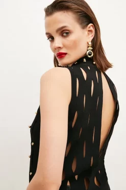 Best reviews of 🧨 Karen Millen Studded Open Knit Top 😀 -Occasionwear Popular Store bkk00084 black xl 2