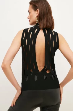 Best reviews of 🧨 Karen Millen Studded Open Knit Top 😀 -Occasionwear Popular Store bkk00084 black xl 4