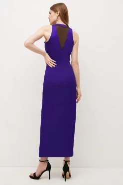 Buy 🛒 Karen Millen Italian Structured Satin Halter Drape Maxi 👗 Dress - purple 😀 -Occasionwear Popular Store bkk00115 purple xl 2
