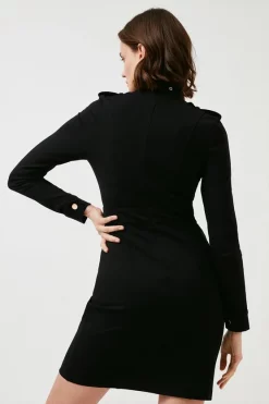 Hot Sale 🌟 Karen Millen Ponte Wrap Front Tab Detail Jersey 👗 Dress 😍 -Occasionwear Popular Store bkk00140 black xl 2