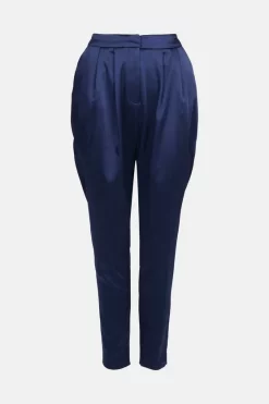 Best reviews of 🔔 Karen Millen Tailored Satin Slim Leg Trousers ❤️ -Occasionwear Popular Store bkk00167 blue xl 3
