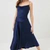 Coupon 👍 Karen Millen Tailored Satin Drape Cami Maxi 👗 Dress 👏 -Occasionwear Popular Store bkk00168 blue xl