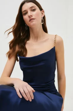 Coupon 👍 Karen Millen Tailored Satin Drape Cami Maxi 👗 Dress 👏 -Occasionwear Popular Store bkk00168 blue xl 1