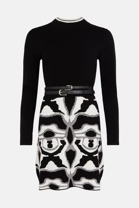 Cheapest ⌛ Karen Millen Texture Jacquard Knit Mini 👗 Dress - mono 😍 6 Cheapest ⌛ Karen Millen Texture Jacquard Knit Mini 👗 Dress - mono 😍 - Image 4