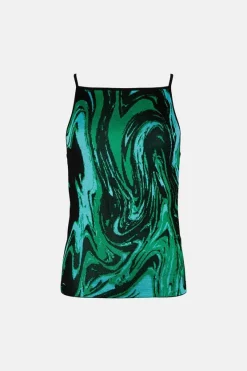 Coupon 🛒 Karen Millen Slinky Knit Marble Jacquard Knit Vest ❤️ -Occasionwear Popular Store bkk00350 green xl 3