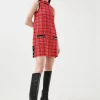 New ❤️ Karen Millen Textured Check Knit Mini 👗 Dress 🔥 -Occasionwear Popular Store bkk00355 red xl