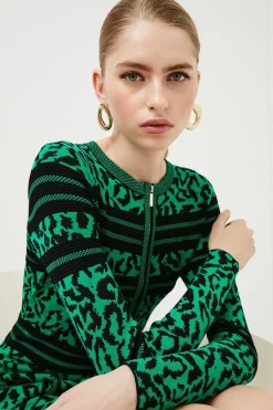 Buy ๐ Karen Millen Textured Ottoman Leopard Jacquard Knit ๐ Dress - green ๐ 9 Buy ๐ Karen Millen Textured Ottoman Leopard Jacquard Knit ๐ Dress - green ๐ -Occasionwear Popular Store bkk00360 green xl 1