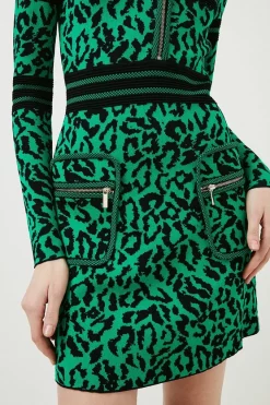 Buy ๐ Karen Millen Textured Ottoman Leopard Jacquard Knit ๐ Dress - green ๐ 10 Buy ๐ Karen Millen Textured Ottoman Leopard Jacquard Knit ๐ Dress - green ๐ -Occasionwear Popular Store bkk00360 green xl 2