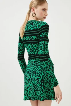 Buy ๐ Karen Millen Textured Ottoman Leopard Jacquard Knit ๐ Dress - green ๐ 12 Buy ๐ Karen Millen Textured Ottoman Leopard Jacquard Knit ๐ Dress - green ๐ -Occasionwear Popular Store bkk00360 green xl 4