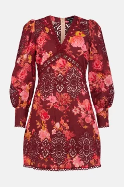 Promo 🧨 Karen Millen Floral Voile Cutwork Woven Mini - red ✔️ -Occasionwear Popular Store bkk00376 red xl 3
