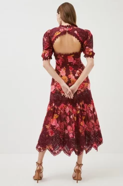 Best Sale 🎁 Karen Millen Floral Voile Cutwork Woven Maxi - red 🛒 10 Best Sale 🎁 Karen Millen Floral Voile Cutwork Woven Maxi - red 🛒 -Occasionwear Popular Store bkk00377 red xl 2