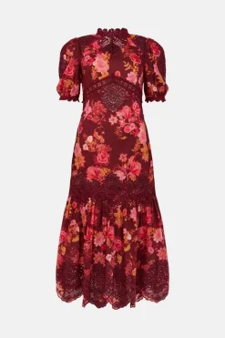 Best Sale 🎁 Karen Millen Floral Voile Cutwork Woven Maxi - red 🛒 11 Best Sale 🎁 Karen Millen Floral Voile Cutwork Woven Maxi - red 🛒 -Occasionwear Popular Store bkk00377 red xl 3