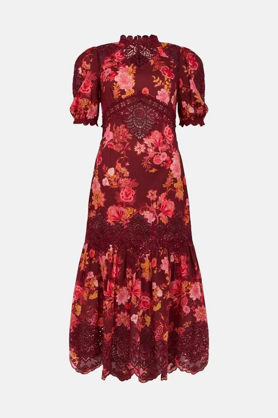 Best Sale 🎁 Karen Millen Floral Voile Cutwork Woven Maxi - red 🛒 6 Best Sale 🎁 Karen Millen Floral Voile Cutwork Woven Maxi - red 🛒 - Image 4
