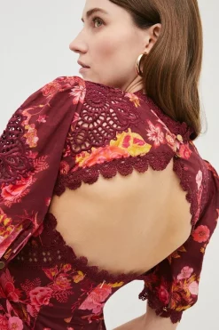 Best Sale 🎁 Karen Millen Floral Voile Cutwork Woven Maxi - red 🛒 12 Best Sale 🎁 Karen Millen Floral Voile Cutwork Woven Maxi - red 🛒 -Occasionwear Popular Store bkk00377 red xl 4