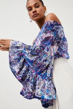 Best reviews of 🔔 Karen Millen Beaded Embellished Drama Kimono Woven Top - blue 😍 -Occasionwear Popular Store bkk00379 blue xl 1