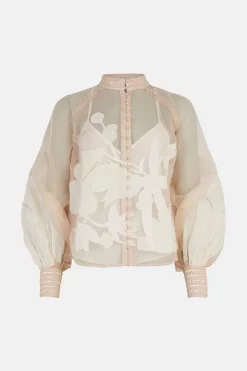 Best reviews of 😍 Karen Millen Floral Applique Organdie Button Woven Blouse ❤️ -Occasionwear Popular Store bkk00380 ivory xl 3