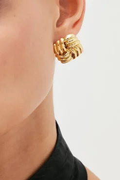 Promo โญ Karen Millen Gold Plated Quilted Stud Earrings ๐