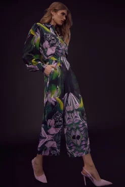 Best deal ⌛ Karen Millen Soon Wide Leg Cropped Palazzo - floral 🎁 -Occasionwear Popular Store bkk00455 floral xl 4