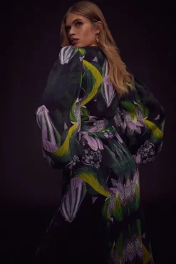 Hot Sale ✨ Karen Millen Soon Mirrored Drama Woven Maxi 👗 Dress - floral ✔️ -Occasionwear Popular Store bkk00456 floral xl 2