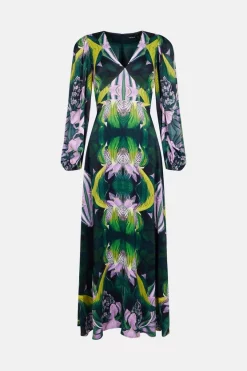 Hot Sale ✨ Karen Millen Soon Mirrored Drama Woven Maxi 👗 Dress - floral ✔️ -Occasionwear Popular Store bkk00456 floral xl 3