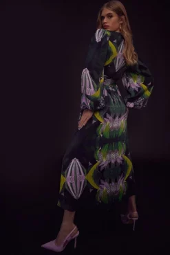 Hot Sale ✨ Karen Millen Soon Mirrored Drama Woven Maxi 👗 Dress - floral ✔️ -Occasionwear Popular Store bkk00456 floral xl 4