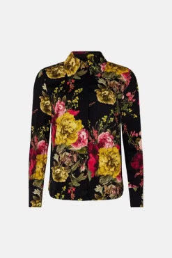 Best Pirce 🛒 Karen Millen Rose Viscose Satin 70's Collar Woven 👕 Shirt - geo 🥰 -Occasionwear Popular Store bkk00459 geo xl 3