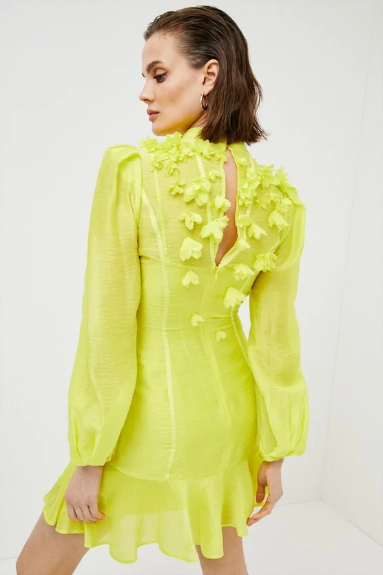 Coupon โจ Karen Millen Applique Beaded Balloon Sleeve Woven ๐ Dress - yellow โ 7 Coupon โจ Karen Millen Applique Beaded Balloon Sleeve Woven ๐ Dress - yellow โ - Image 5