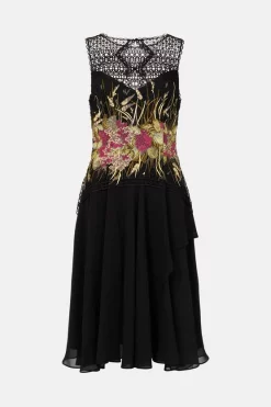 Buy 🔥 Karen Millen Placed Floral Guipure Lace Pleat Midi - black 🛒 -Occasionwear Popular Store bkk00474 black xl 3