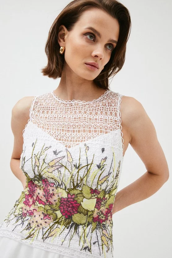Best Pirce ⌛ Karen Millen Placed Floral Guipure Lace Pleat Midi - ivory ❤️ 4 Best Pirce ⌛ Karen Millen Placed Floral Guipure Lace Pleat Midi - ivory ❤️ - Image 2