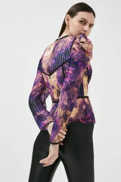 Brand new 😍 Karen Millen Tie Dye Studded Woven Top - purple 🔥 -Occasionwear Popular Store bkk00493 purple xl 2