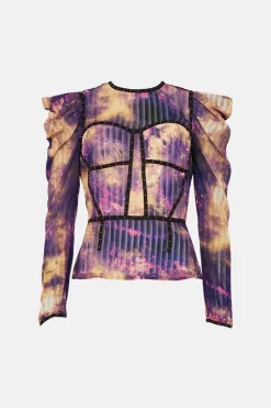 Brand new 😍 Karen Millen Tie Dye Studded Woven Top - purple 🔥 -Occasionwear Popular Store bkk00493 purple xl 3