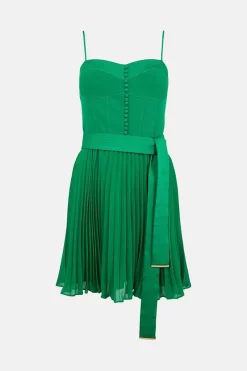 Budget 👍 Karen Millen Top Stitch And Pleat Woven Mini 👗 Dress - green 🥰 -Occasionwear Popular Store bkk00524 green xl 3