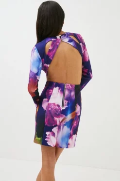 Promo 🤩 Karen Millen Petite Figure Form Stretch-woven Cut Out Mini - floral ❤️ -Occasionwear Popular Store bkk00533 floral xl 2