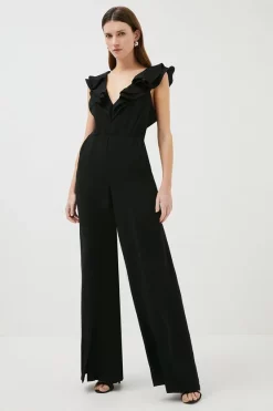 Deals โค๏ธ Karen Millen Soft Tailored Ruffle Detail Jumpsuit ๐ฅ