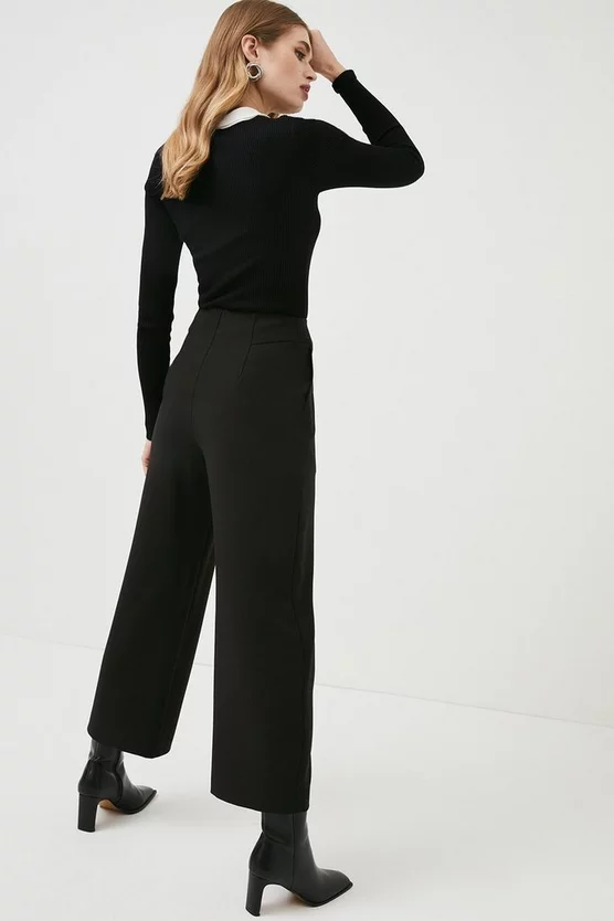 Promo โ Karen Millen Compact Stretch Cropped Wide Trousers - black ๐ 5 Promo โ Karen Millen Compact Stretch Cropped Wide Trousers - black ๐ - Image 3