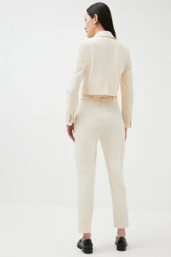 Deals 🌟 Karen Millen Clean Tailored Belted Slim Leg Trouser ✔️ -Occasionwear Popular Store bkk00572 cream xl 4