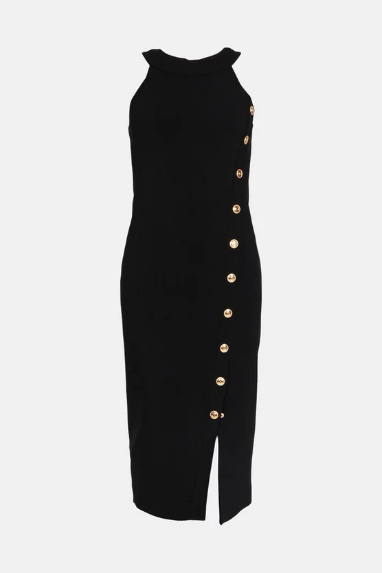 Cheapest ๐ Karen Millen Compact Stretch Viscose Button Halter Midi ๐ Dress ๐ฏ 6 Cheapest ๐ Karen Millen Compact Stretch Viscose Button Halter Midi ๐ Dress ๐ฏ - Image 4