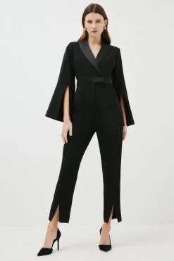 Buy 🤩 Karen Millen Compact Stretch Viscose Flare Sleeve Jumpsuit 👏