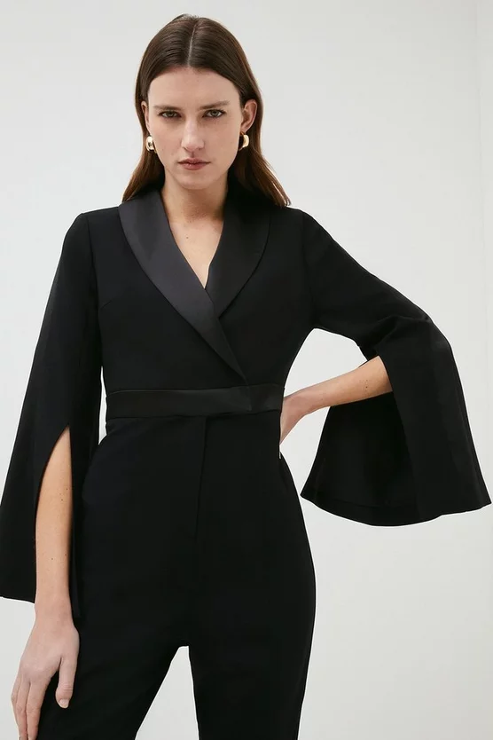 Buy 🤩 Karen Millen Compact Stretch Viscose Flare Sleeve Jumpsuit 👏 4 Buy 🤩 Karen Millen Compact Stretch Viscose Flare Sleeve Jumpsuit 👏 - Image 2