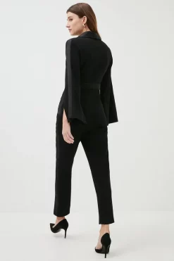 Buy 🤩 Karen Millen Compact Stretch Viscose Flare Sleeve Jumpsuit 👏 9 Buy 🤩 Karen Millen Compact Stretch Viscose Flare Sleeve Jumpsuit 👏 -Occasionwear Popular Store bkk00582 black xl 2
