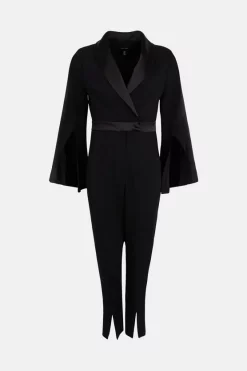 Buy 🤩 Karen Millen Compact Stretch Viscose Flare Sleeve Jumpsuit 👏 10 Buy 🤩 Karen Millen Compact Stretch Viscose Flare Sleeve Jumpsuit 👏 -Occasionwear Popular Store bkk00582 black xl 3