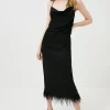 Hot Sale 🛒 Karen Millen Feather Hem Cowl Neck Cami Midaxi 👗 Dress 🔔 -Occasionwear Popular Store bkk00657 black xl