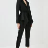 Top 10 ⌛ Karen Millen Wool Rich Satin Contrast Slim Leg Trouser - black 🧨 -Occasionwear Popular Store bkk00660 black xl
