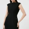 Outlet 😉 Karen Millen Compact Stretch Stitch Detail A Line Mini 👗 Dress 😉 -Occasionwear Popular Store bkk00676 black xl
