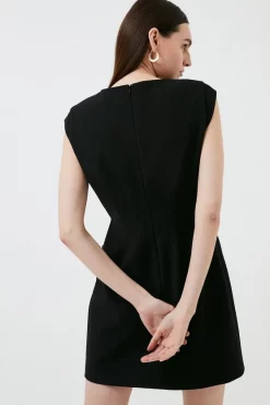 Outlet 😉 Karen Millen Compact Stretch Stitch Detail A Line Mini 👗 Dress 😉 -Occasionwear Popular Store bkk00676 black xl 4